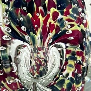 JOHN GENTILE  ? Vintage Paperweight Bubbles Bud Vase Pen Holder Art Glass
